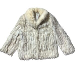 Vintage Saga Blue Fox Cream White Fur Coat Finland Arctic Women's Sz M